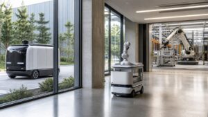 AI-themed editorial hero image for How Autonomous AI Is Transforming Transportation, Healthcare, and Manufacturing