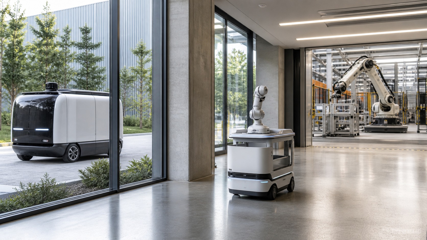AI-themed editorial hero image for How Autonomous AI Is Transforming Transportation, Healthcare, and Manufacturing